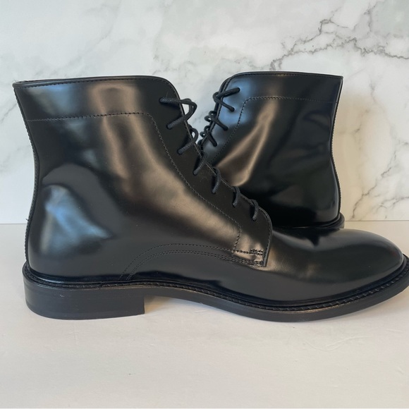 -Kenneth Cole Black Leather Dress Lace Up Boots Size 9.5 - Picture 2 of 9